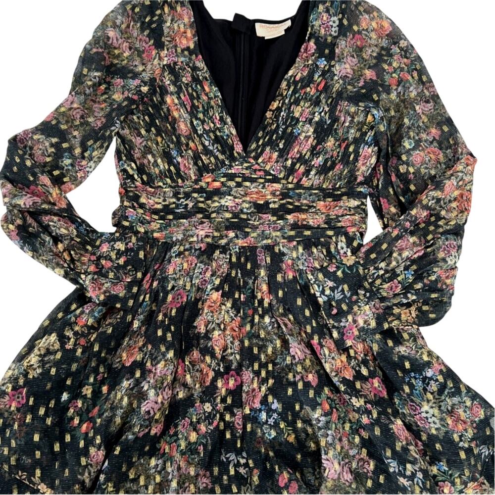 Free People ROCOCO SAND Jane Botta Floral Metallic Ruffle Romper M NWOT $365 - Picture 7 of 10